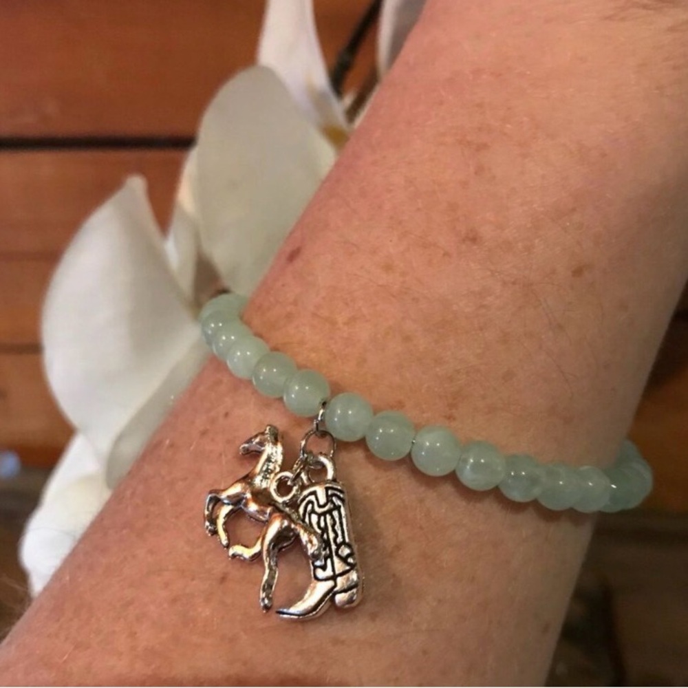 Horse and Boot Charm Beaded Bracelet